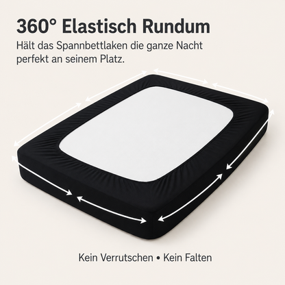 Matratzen-Spannbettlaken Velvet Jet Black