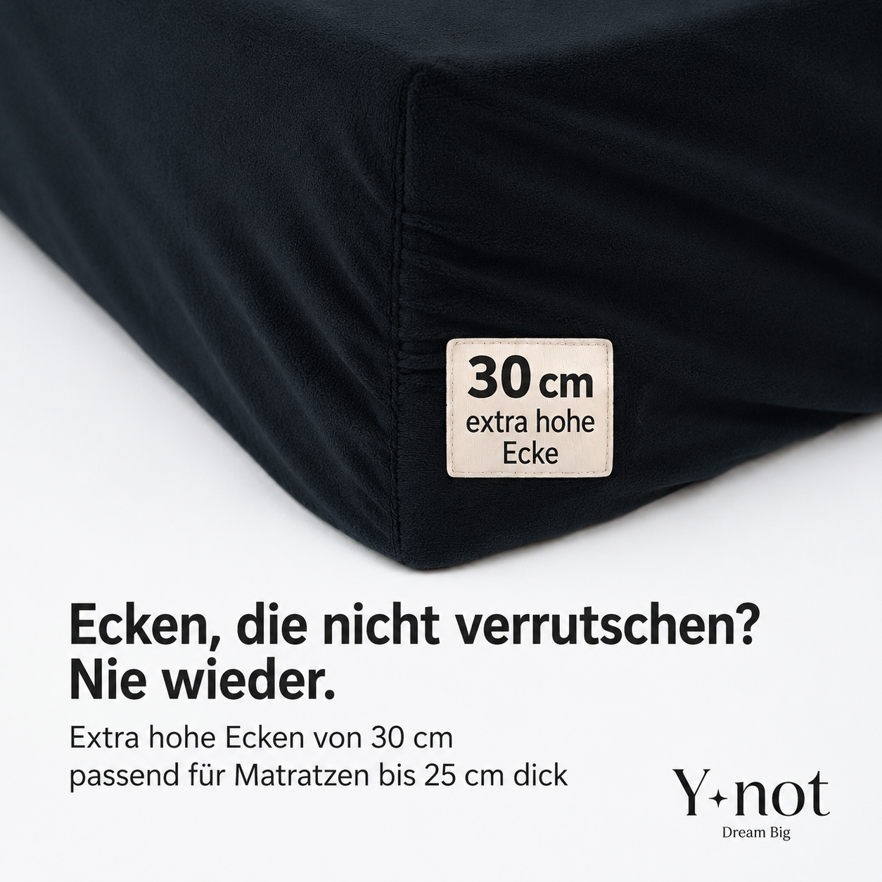 Matratzen-Spannbettlaken Velvet Jet Black