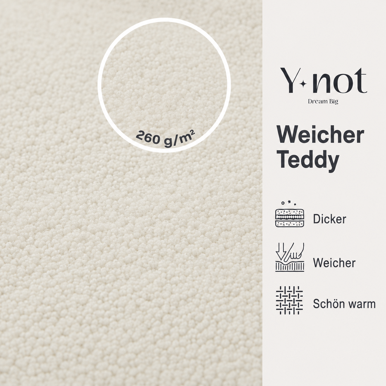 Matratzen-Spannbettlaken Teddy – Cappuccino White