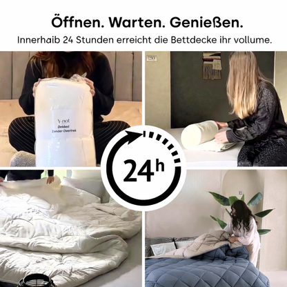 Bettdecke ohne Bezug aus Mattsatin Bluestone / Taupe (220 cm Länge)