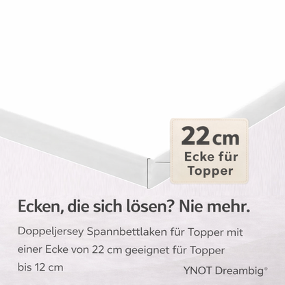 Topper Spannbettlaken Premium Doppel Jersey Baumwolle Weiß