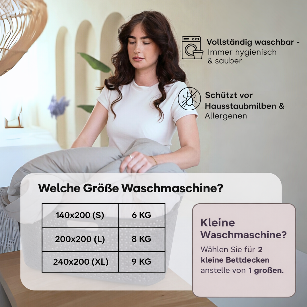 Bettdecke ohne Bezug aus Mattsatin Bluestone / Taupe (220 cm Länge)