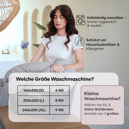 Bettdecke ohne Bezug aus Mattsatin Bluestone / Taupe (220 cm Länge)