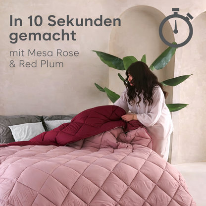 Bettdecke ohne Bezug aus Mattsatin Pflaume / Altrosa (220 cm Länge)