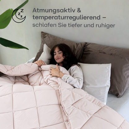 Bettdecke ohne Bezug aus Mattsatin Pflaume / Altrosa (220 cm Länge)