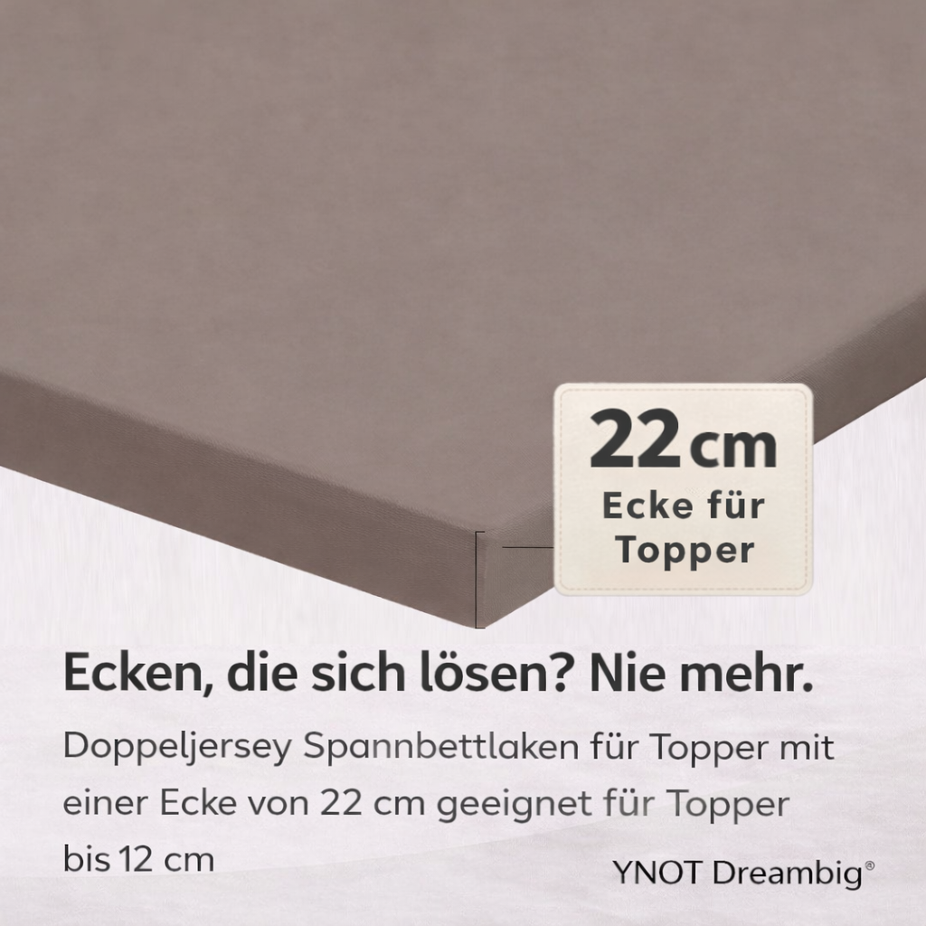 Topper Spannbettlaken Premium Doppel Jersey Baumwolle Taupe