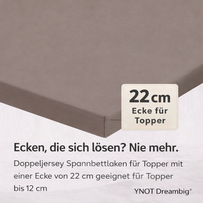 Topper Spannbettlaken Premium Doppel Jersey Baumwolle Taupe