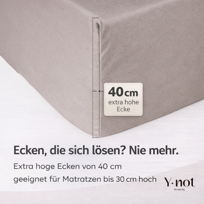 Matratzen Spannbettlaken Premium Doppel Jersey Baumwolle Taupe