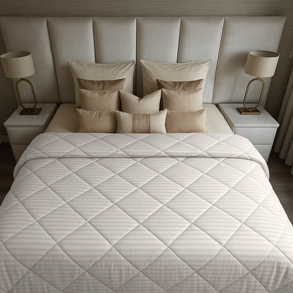 Bettdecke Ohne Bezug Hotel Stripe Satin Offwhite