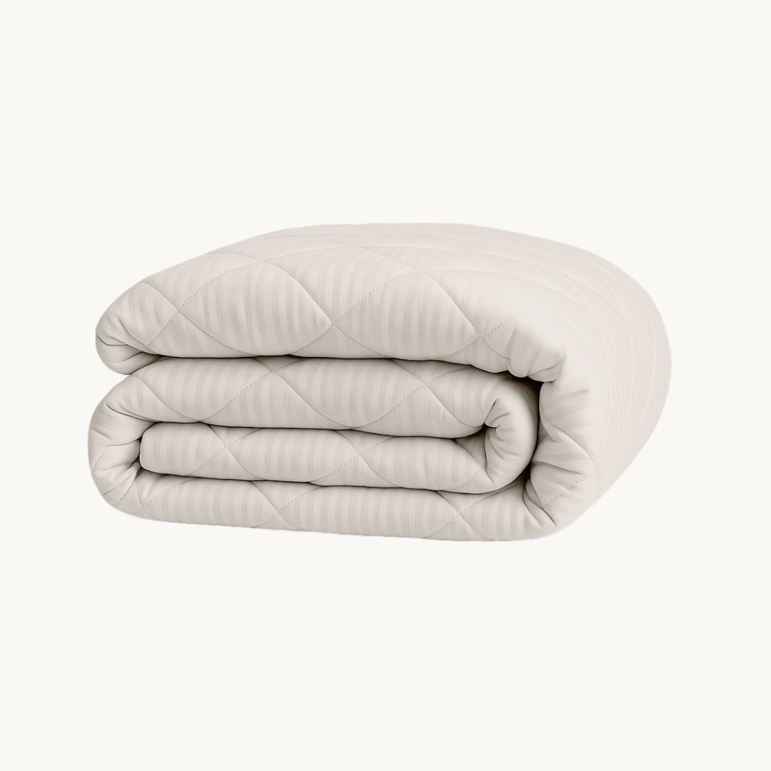 Bettdecke Ohne Bezug Hotel Stripe Satin Offwhite