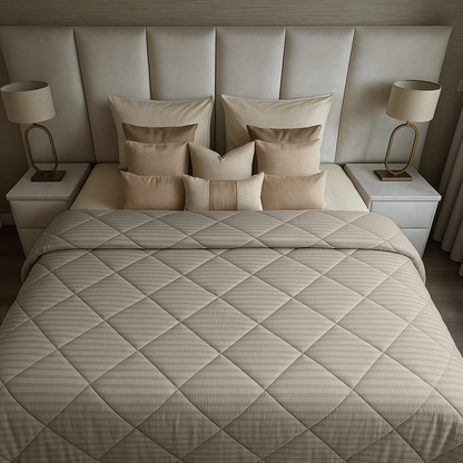 Bettdecke Ohne Bezug Hotel Stripe Satin Taupe/Grey