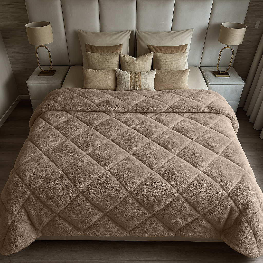 Bettdecke Ohne Bezug Teddy Fluffy™ Iced Coffee Taupe