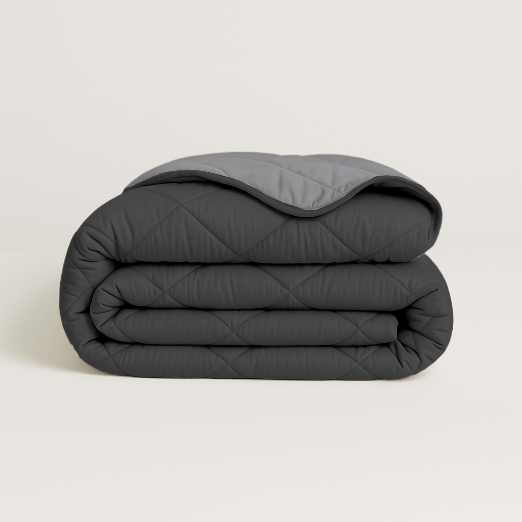 Bettdecke ohne Bezug aus Mattsatin Anthrazit / Grau (220 cm Länge)