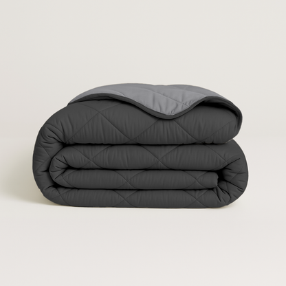 Bettdecke ohne Bezug aus Mattsatin Anthrazit / Grau (220 cm Länge)