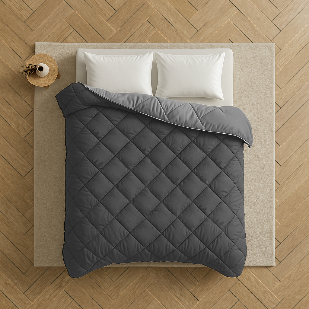 Bettdecke ohne Bezug aus Mattsatin Anthrazit / Grau (220 cm Länge)