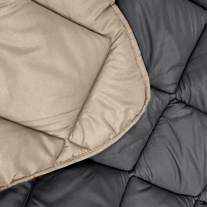 Bettdecke ohne Bezug aus Mattsatin Taupe / Anthrazit (220 cm Länge)