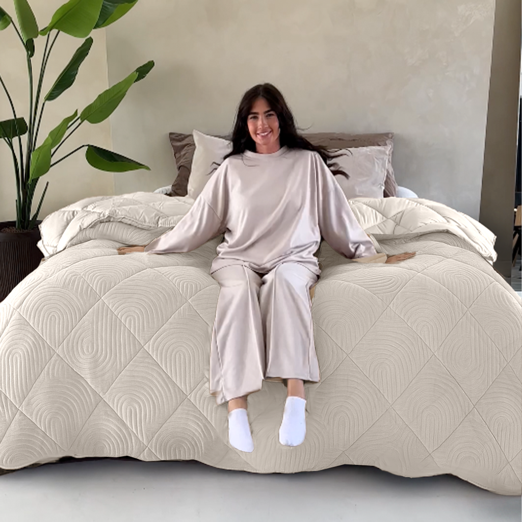 Velvet Bettdecke ohne Bezug Japandi Pearl White