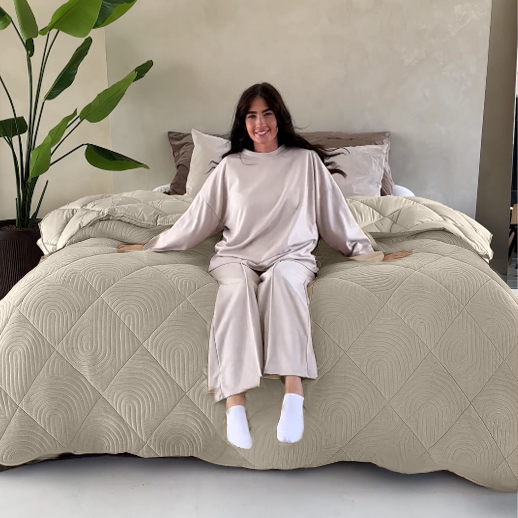 Velvet Bettdecke ohne Bezug Japandi Sand