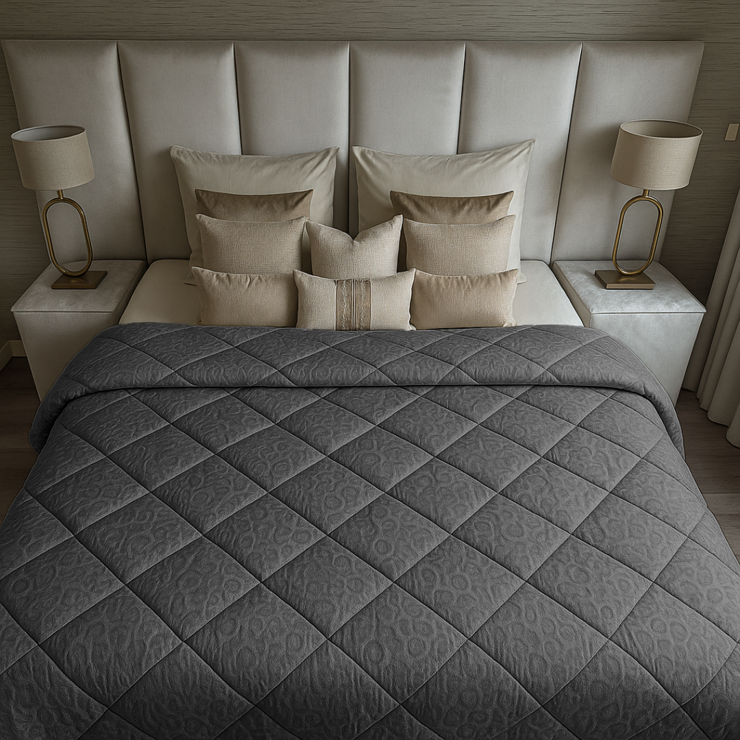 Velvet Bettdecke ohne Bezug Panther Skin Dark Grey