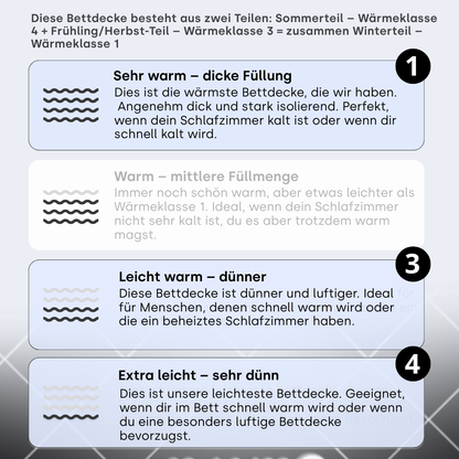 4-Jahreszeiten Bettdecke ohne Bezug aus Mattsatin Offwhite