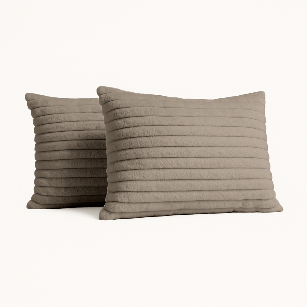 Teddy Chunky Rib™ Kissenbezüge Iced Coffee Taupe 60x70cm 2er-Pack