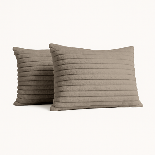 Teddy Chunky Rib™ Kissenbezüge Iced Coffee Taupe 60x70cm 2er-Pack