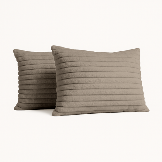 Teddy Chunky Rib™ Kissenbezüge Iced Coffee Taupe 60x70cm 2er-Pack