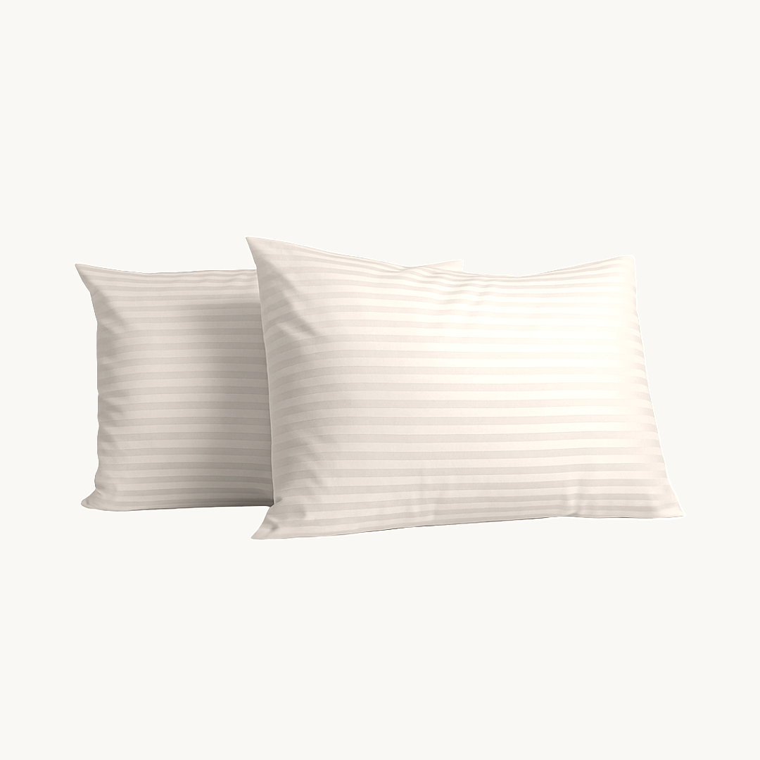 Hotel Stripe Satin Offwhite Kissenbezüge 60x70cm 2er-Pack