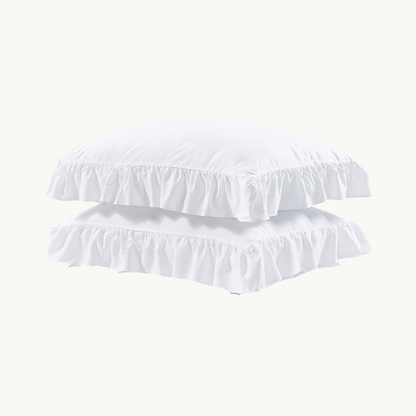 Kissenbezüge Matte Satin Ruffles White 60x70 cm 2er-Pack