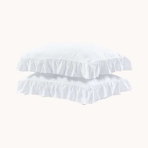 Kissenbezüge Matte Satin Ruffles White 60x70 cm 2er-Pack