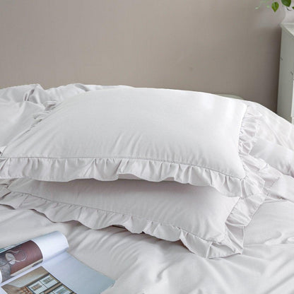 Kissenbezüge Matte Satin Ruffles White 60x70 cm 2er-Pack