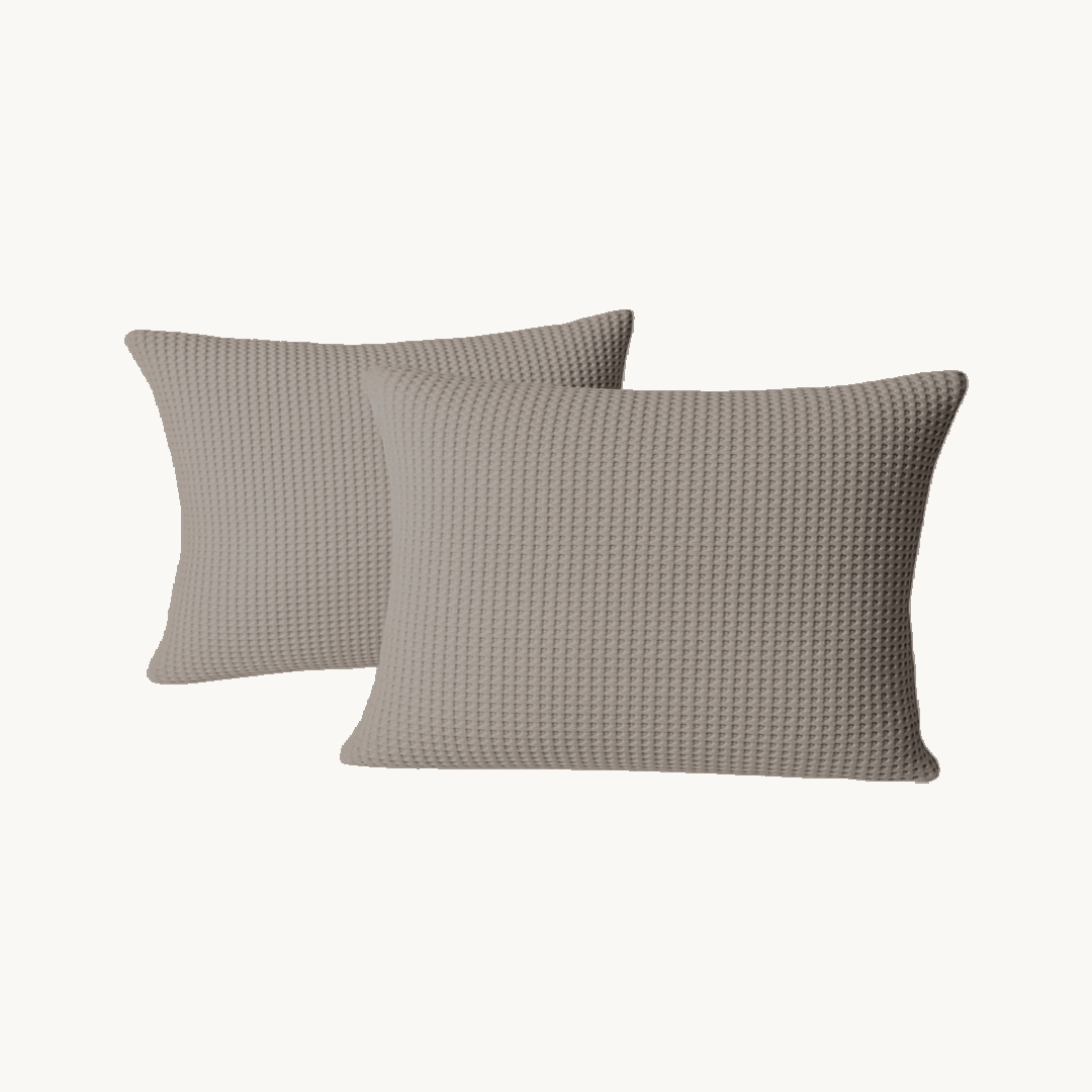 Waffel Kissenbezüge Taupe 60x70 cm 2er-Pack