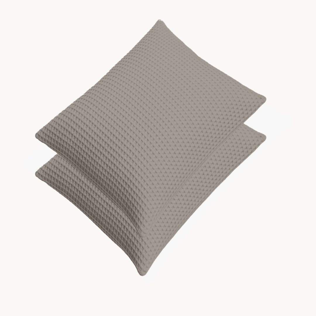Waffel Kissenbezüge Taupe 60x70 cm 2er-Pack