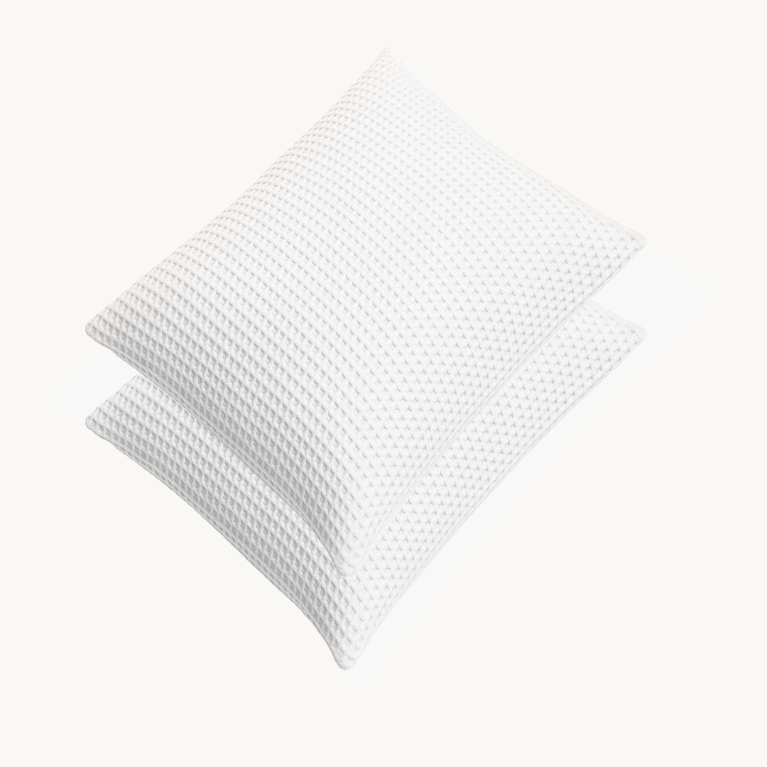 Waffel Kissenbezüge Weiß 60x70 cm 2er-Pack