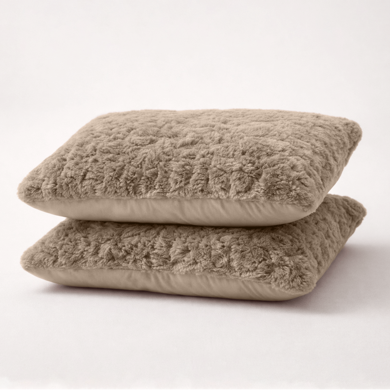 Y-NOT Kissenbezüge Pom Pom Fur Taupe 60x70 cm 2er-Pack