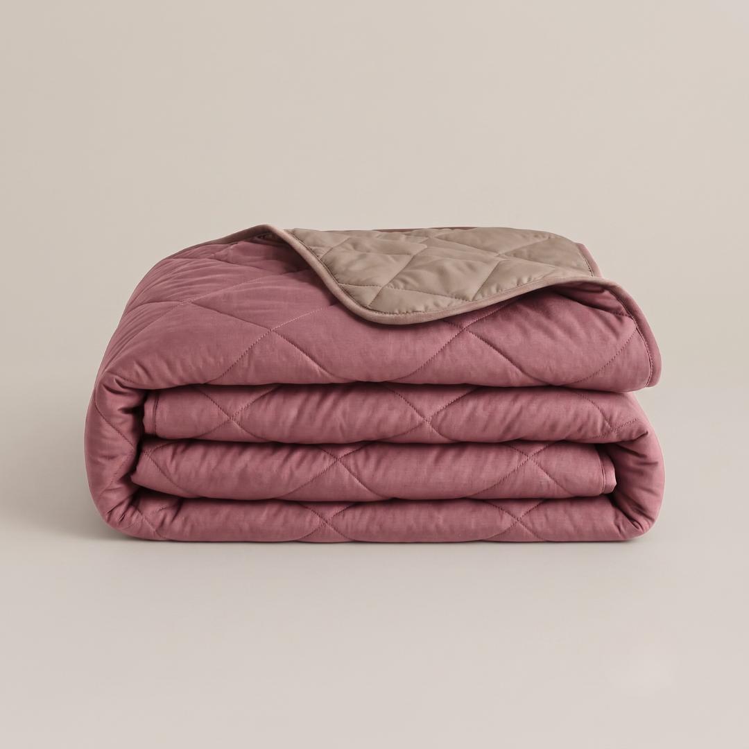 Y-NOT Sommerbettdecke Taupe / Old Pink