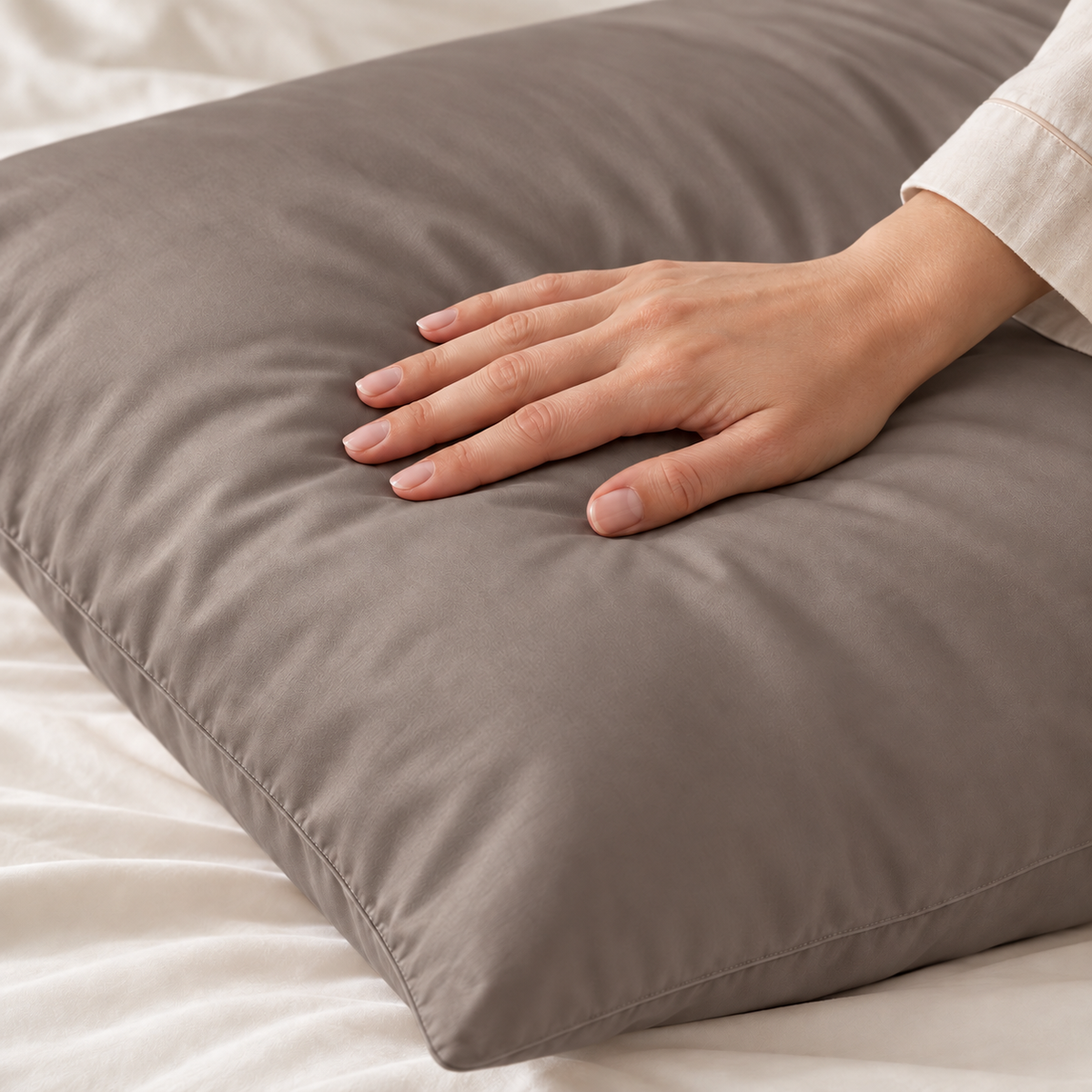 Bambus Kissenbezüge Taupe/Grau 60x70 cm 2er-Pack
