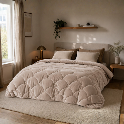 Y-NOT Velours Bettdecke Taupe/Gray