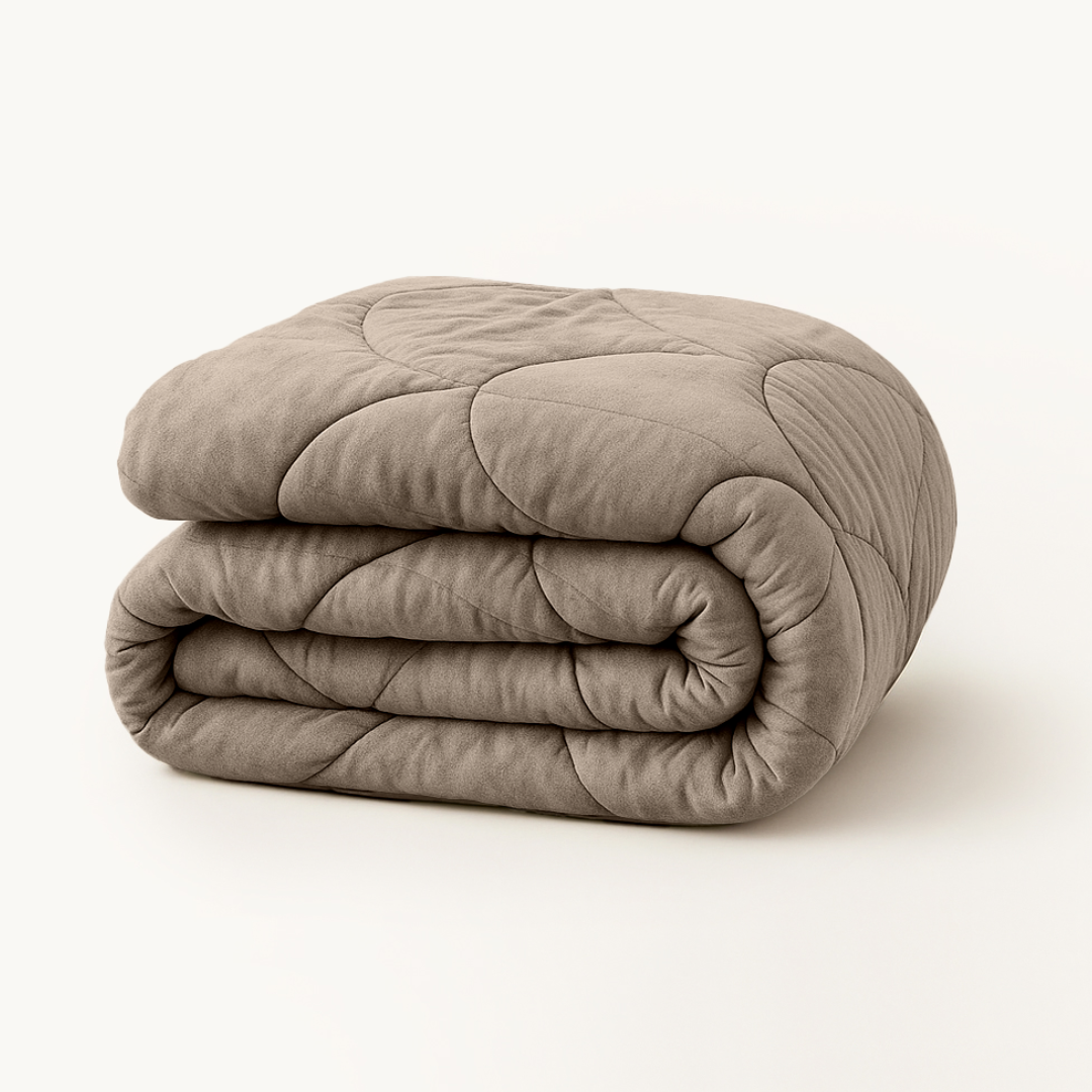 Y-NOT Velours Bettdecke Taupe/Gray