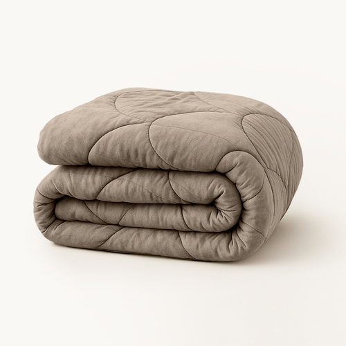 Y-NOT Velours Bettdecke Taupe/Gray