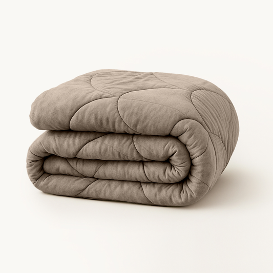 Y-NOT Velours Bettdecke Taupe/Gray