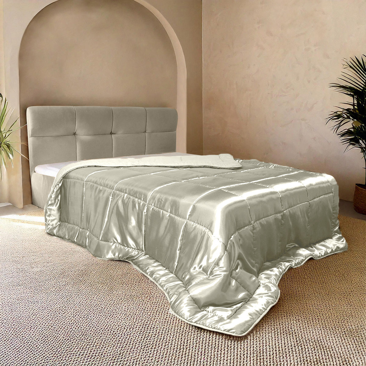 Bettdecke ohne Bezug Satin – Pearl White