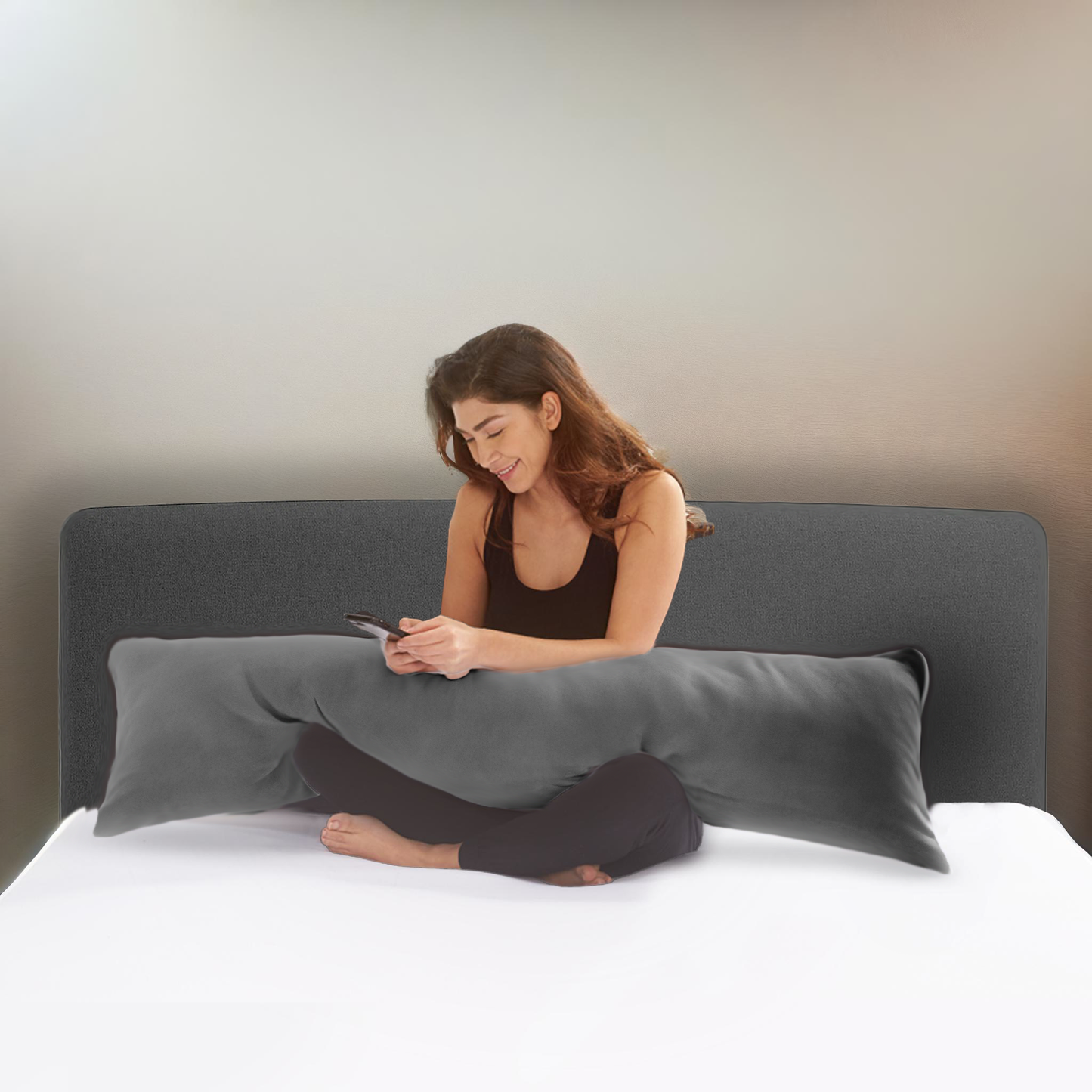 Bodypillow Kissenbezug Premium Baumwolle Anthrazit 40x145 cm