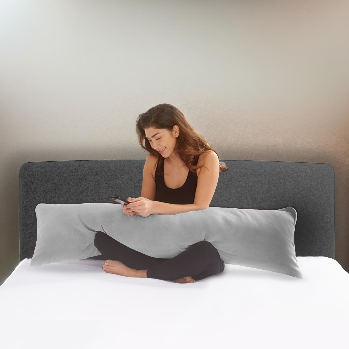 Bodypillow Kissenbezug Premium Baumwolle Grau 40x145 cm