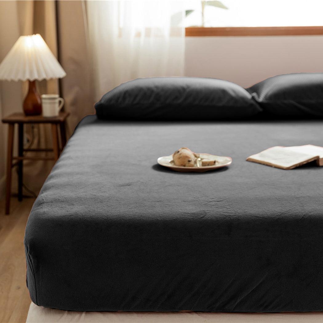 Matratzen-Spannbettlaken Velvet Jet Black