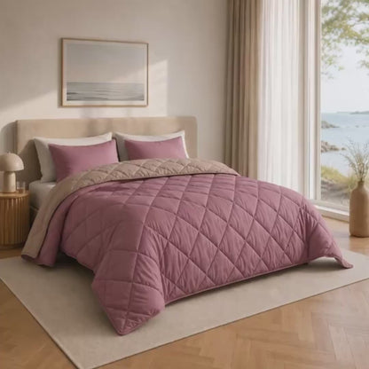 Y-NOT Sommerbettdecke Taupe / Old Pink