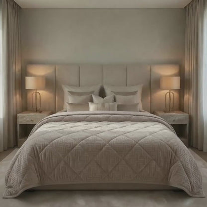 Y-NOT Velours Bettdecke Designer Taupe