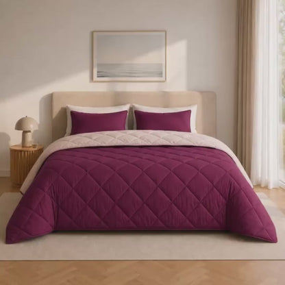 Y-NOT Sommerbettdecke Plum / Offwhite