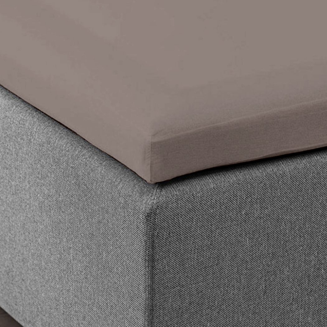 Topper Spannbettlaken Premium Doppel Jersey Baumwolle Taupe