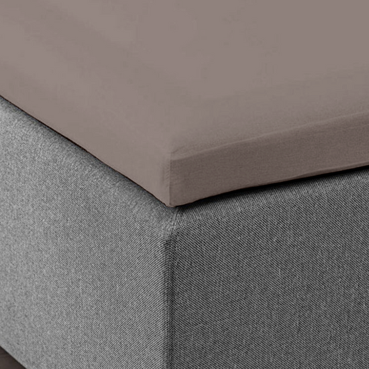 Topper Spannbettlaken Premium Doppel Jersey Baumwolle Taupe